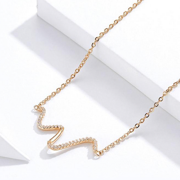 Facile | Simple Wave Short Necklace in Rose Gold