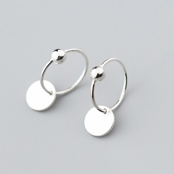 Cerci | Silver Flat Bauble Hoop Earrings