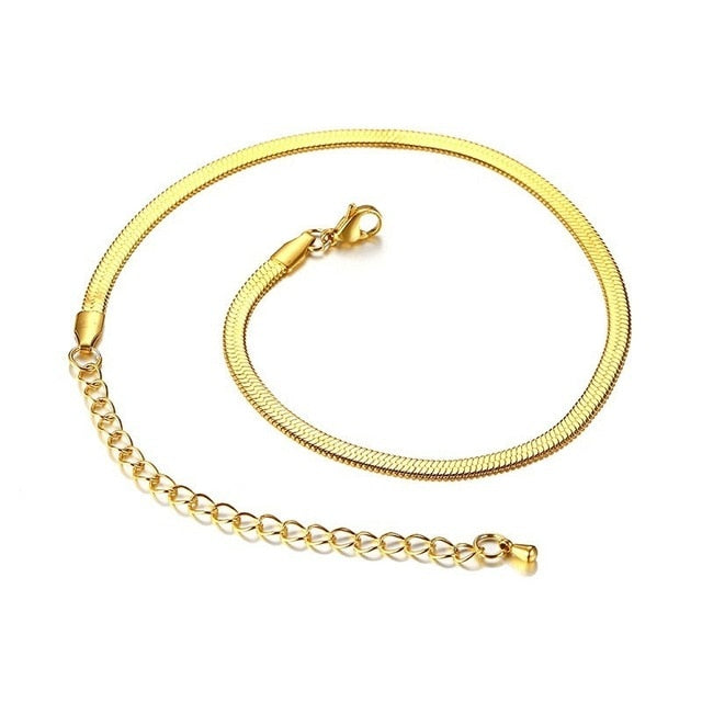 Madu | Flat Herringbone Choker Necklace Silver & Gold